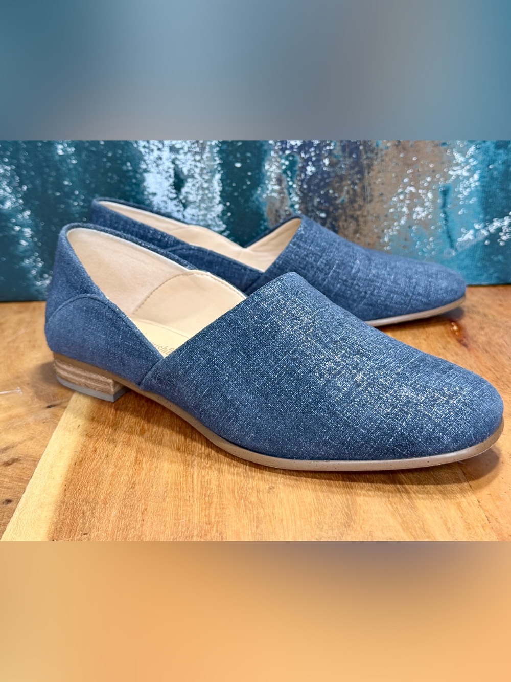 Clarks 2010s Minimalist Pure Tone Navy Metallic Slip-On‎ Flats Size 6.5